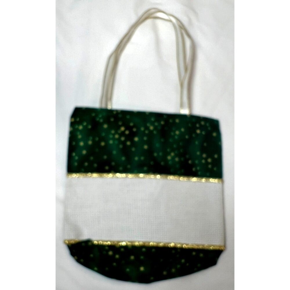 Tote Bag With Gold Star Pattern & Dual Handles Ready To Cross Stitch